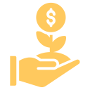 A hand holds a plant sprouting a dollar sign, symbolizing financial growth and investment