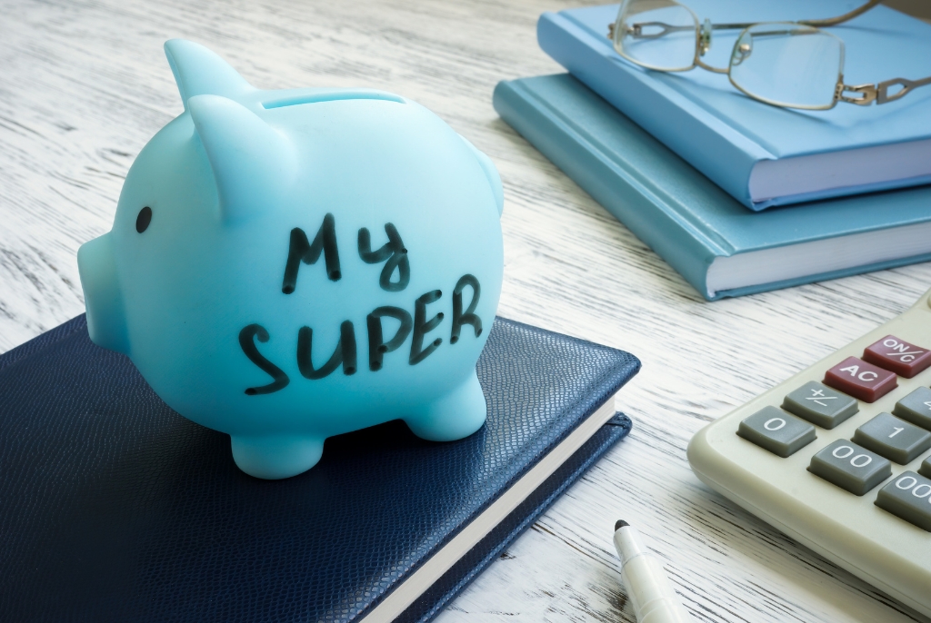Piggy bank labelled “My Super” representing a super tax deduction strategy and increased super contribution caps in Australia.