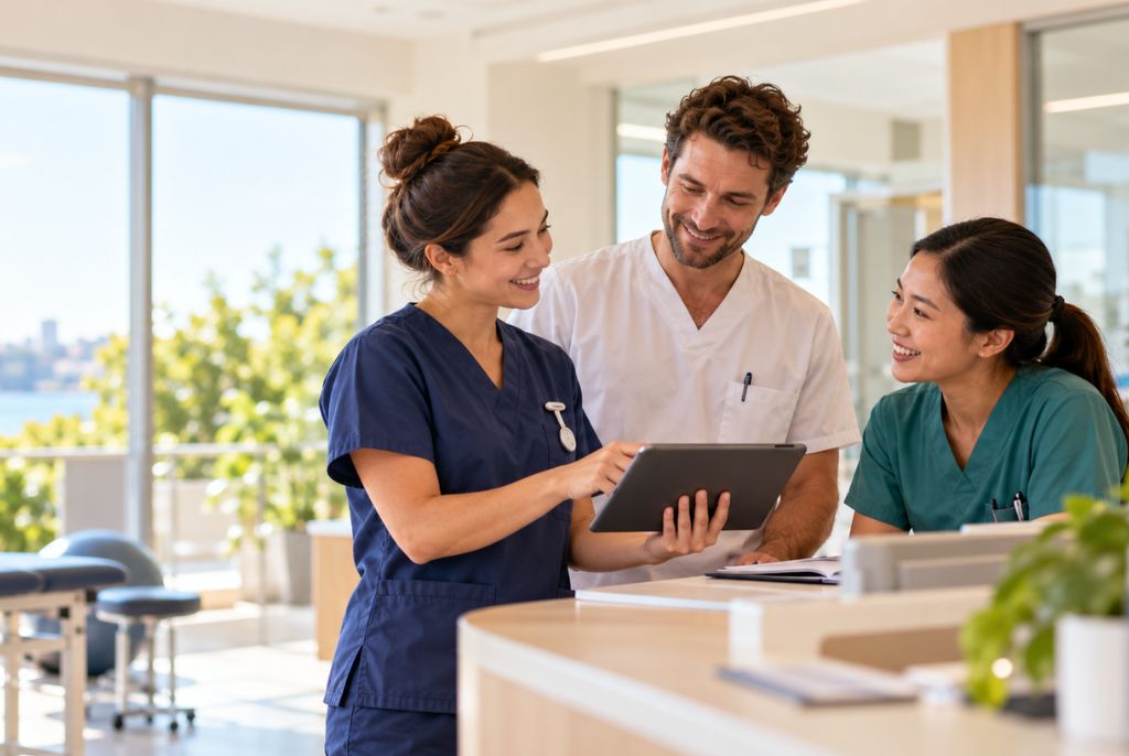 Australian healthcare professionals exploring home loan options.